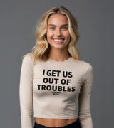 2 cream Cropped Longsleeve black I GET US OUT OF TROUBLES #color_cream