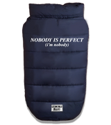 2 navy Pet Puffer Jacket white NOBODY IS PERFECT (i'm nobody) #color_navy