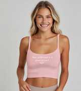 2 pink Cami Crop Top white Your girlfriend is a great kisser! #color_pink