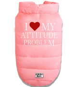 2 pink Pet Puffer Jacket white I love MY ATTITUDE PROBLEM #color_pink