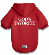 2 red Pet Hoodie white GOD'S FAVORITE #color_red