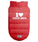 2 red Pet Puffer Jacket white I love UGLY MEN #color_red