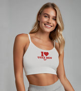 2 white Cami Crop Top red I love UGLY MEN #color_white